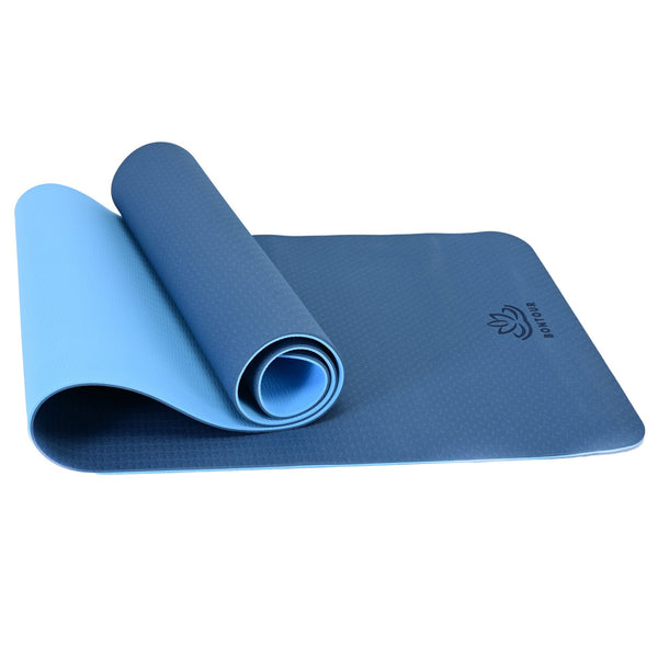 Covoraș de yoga 6 mm, Covoraș de yoga ecologic, Covoraș de exerciții anti-alunecare, albastru | BONTOUR