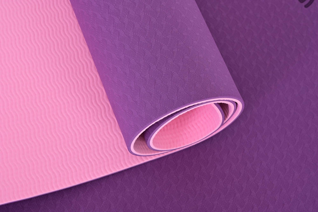 Covoraș de yoga 6 mm, Covoraș de yoga ecologic, Covoraș de exerciții anti-alunecare, violet | BONTOUR