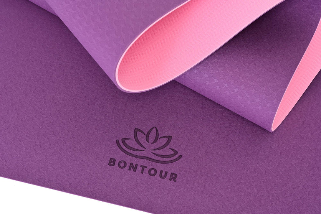 Covoraș de yoga 6 mm, Covoraș de yoga ecologic, Covoraș de exerciții anti-alunecare, violet | BONTOUR