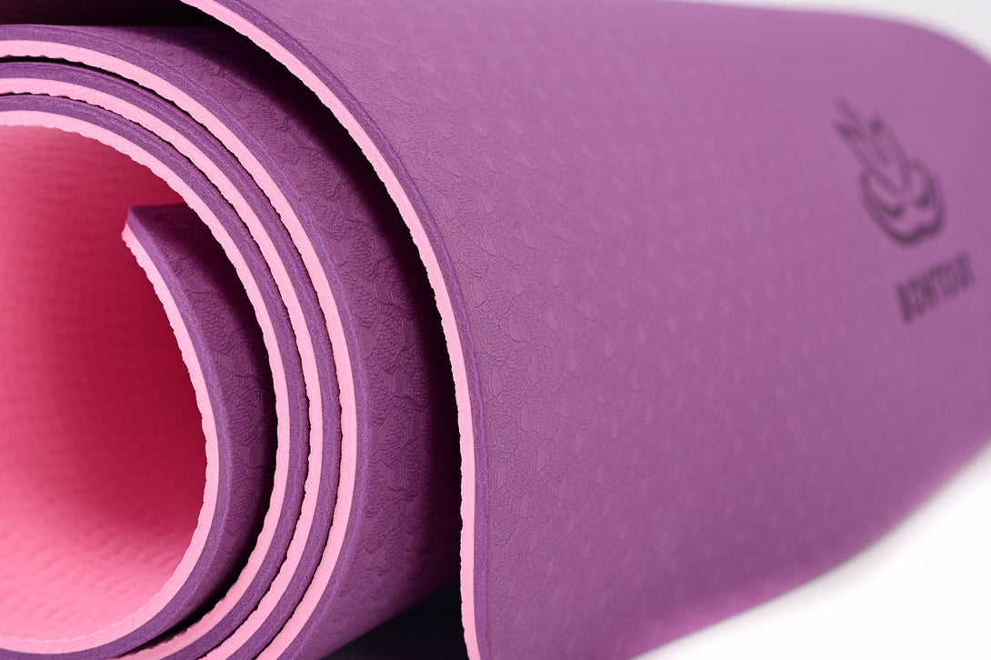 Covoraș de yoga 6 mm, Covoraș de yoga ecologic, Covoraș de exerciții anti-alunecare, violet | BONTOUR