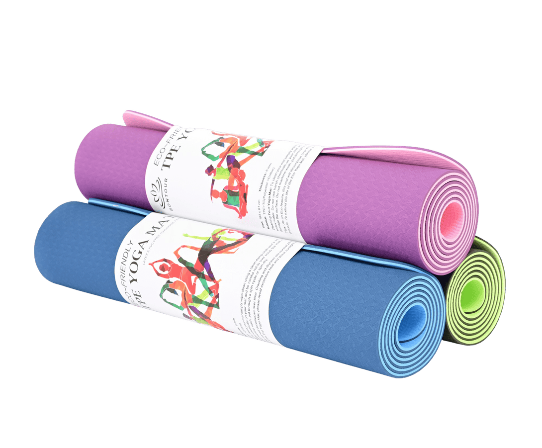 Covoraș de yoga 6 mm, Covoraș de yoga ecologic, Covoraș de exerciții anti-alunecare, violet | BONTOUR