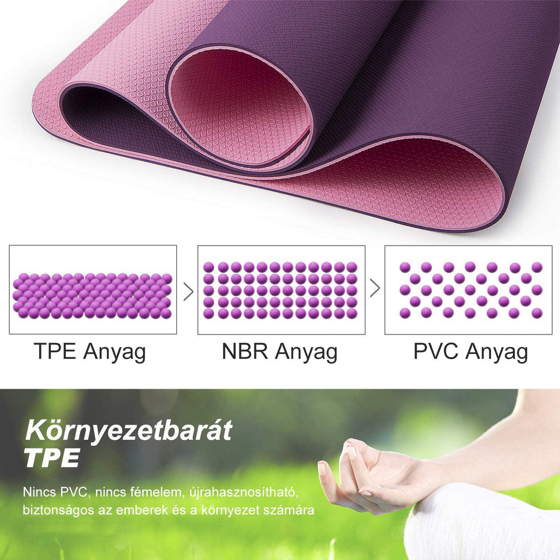 Covoraș de yoga 6 mm, Covoraș de yoga ecologic, Covoraș de exerciții anti-alunecare, violet | BONTOUR