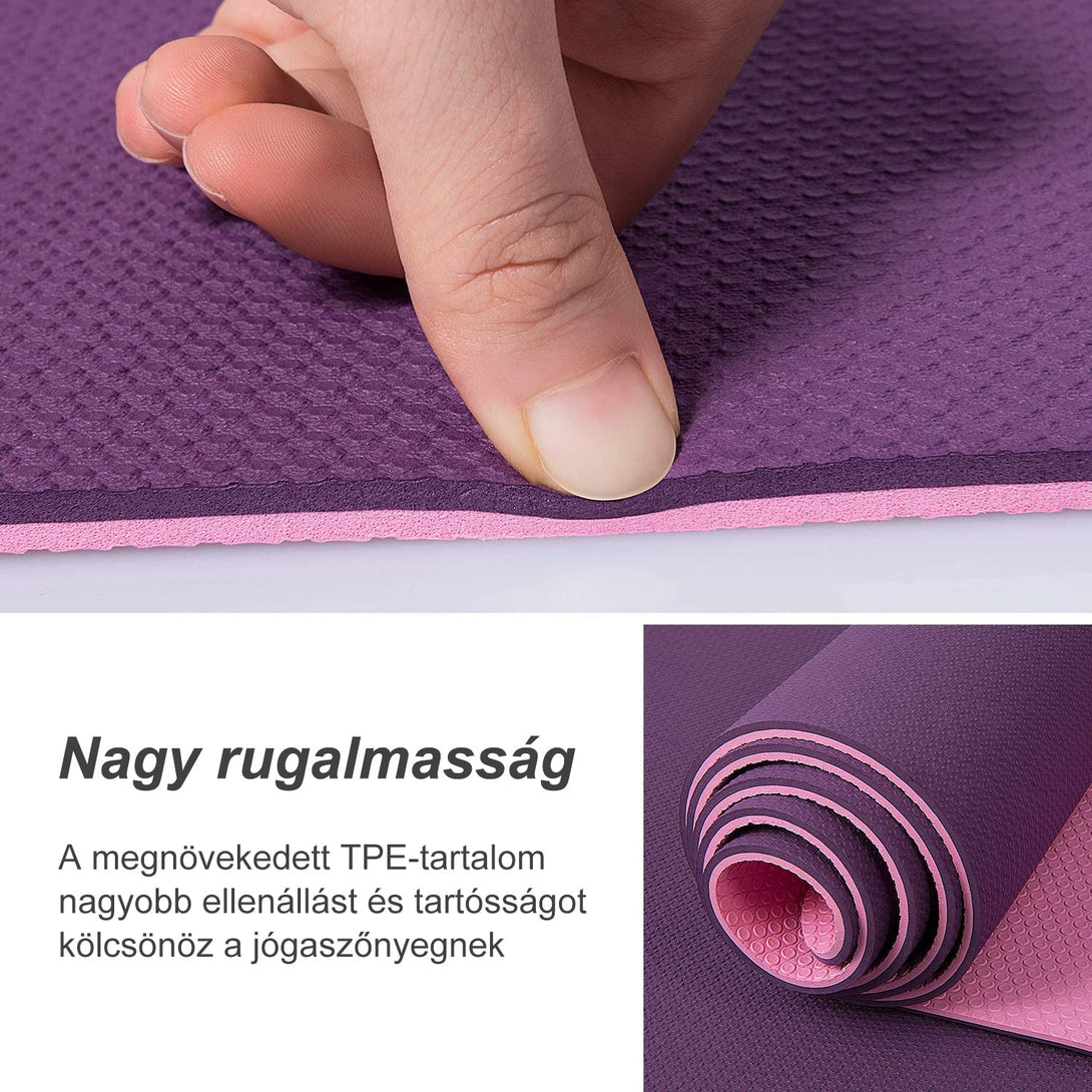 Covoraș de yoga 6 mm, Covoraș de yoga ecologic, Covoraș de exerciții anti-alunecare, violet | BONTOUR