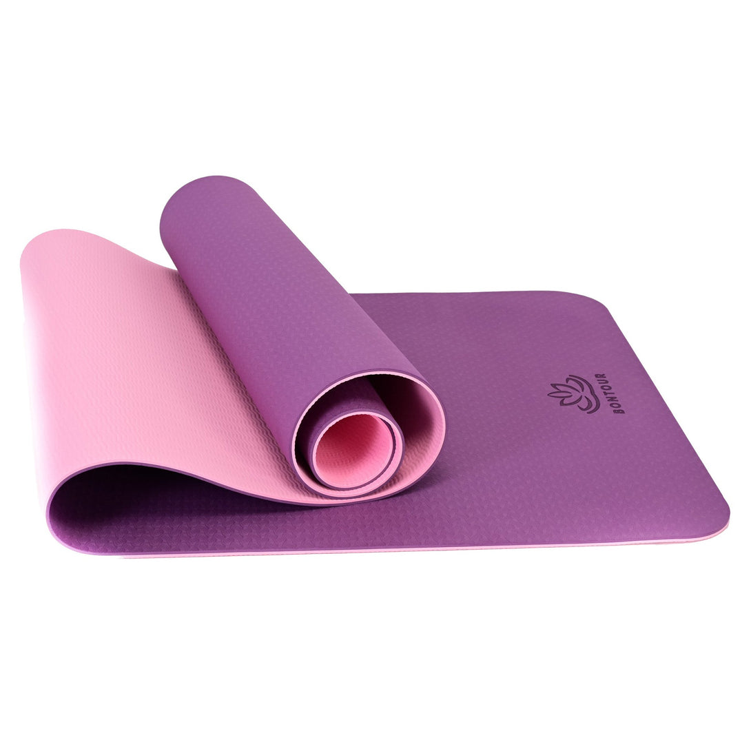 Covoraș de yoga 6 mm, Covoraș de yoga ecologic, Covoraș de exerciții anti-alunecare, violet | BONTOUR