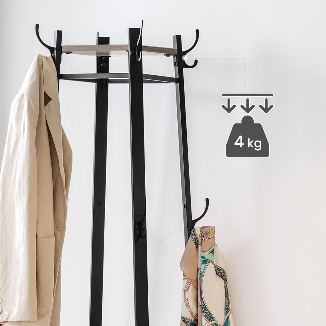 Cuier de haine , 3 niveluri , cadru din otel , stil industrial , gri -negru