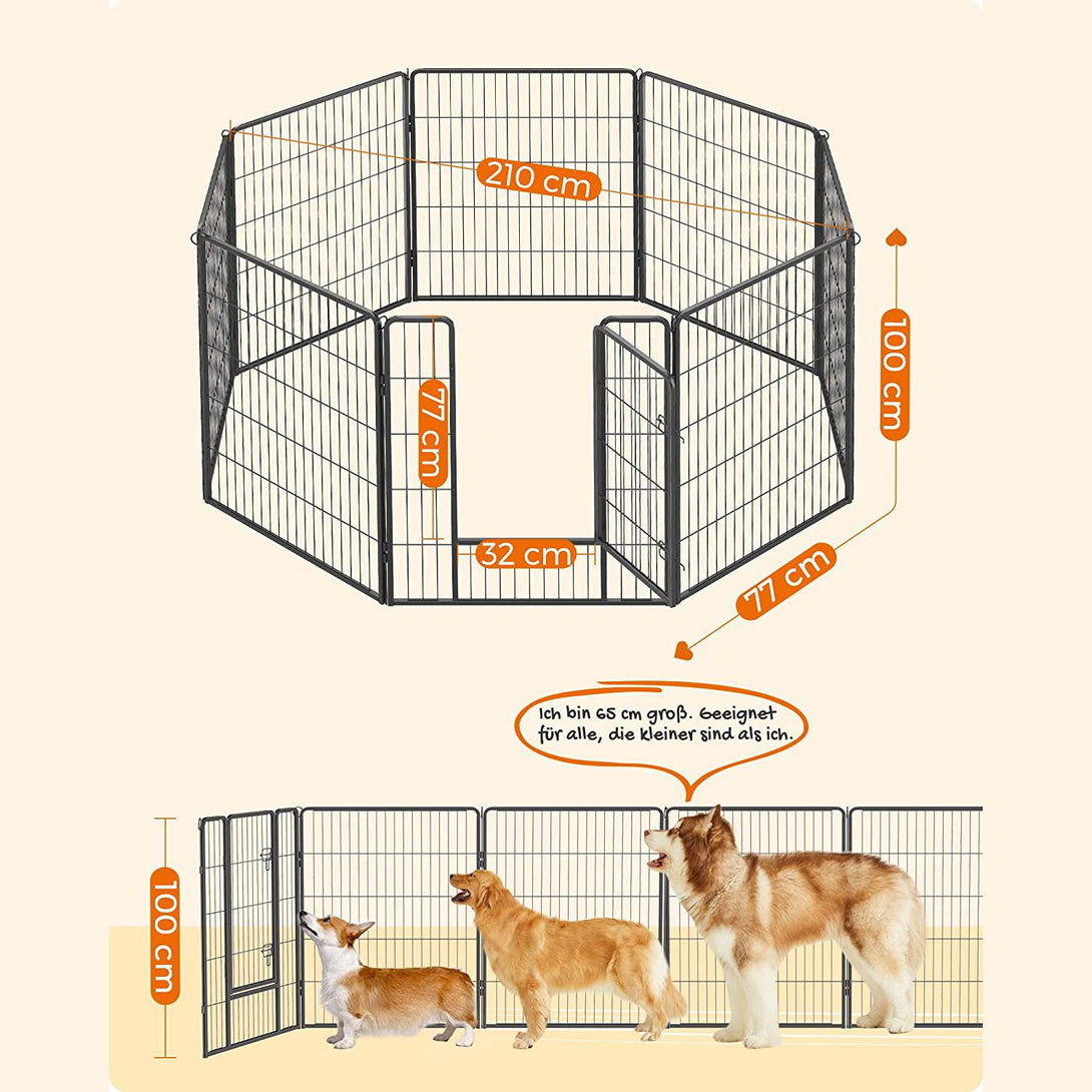 Cușcă pentru câini, tarc pentru animale de companie cu 8 panouri, 77 x 100 cm | FEANDREA