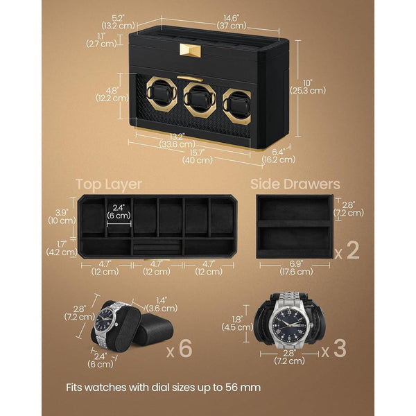 Cutie de ceas pentru 9 bucati , piele artificiala , negru