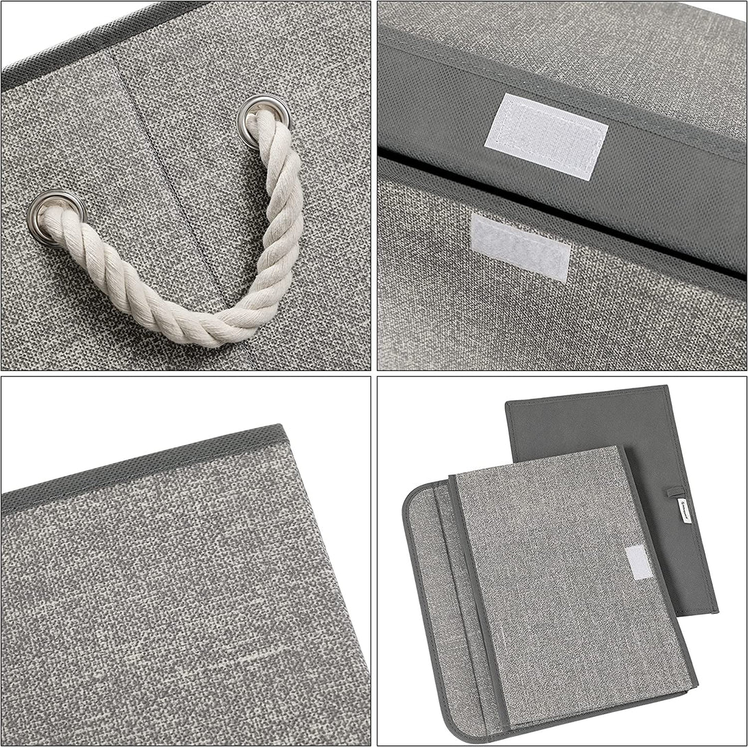 Cutii de depozitare cu capace, set de 3, 38 x 25 x 25 cm, gri