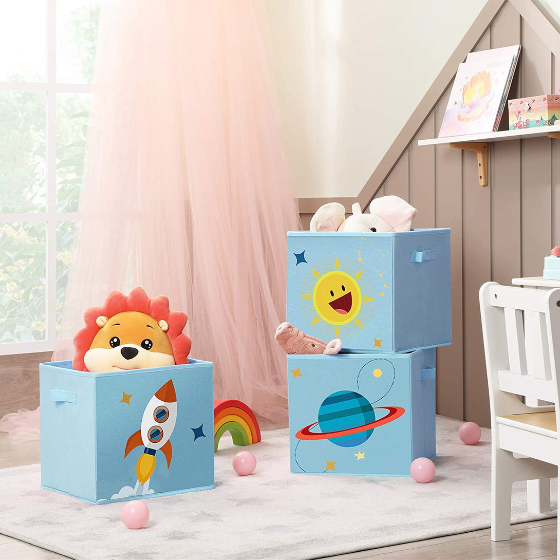 Cutii de depozitare pliabile, Cutii pentru organizarea jocurilor 30 x 30 x 30 cm, albastru