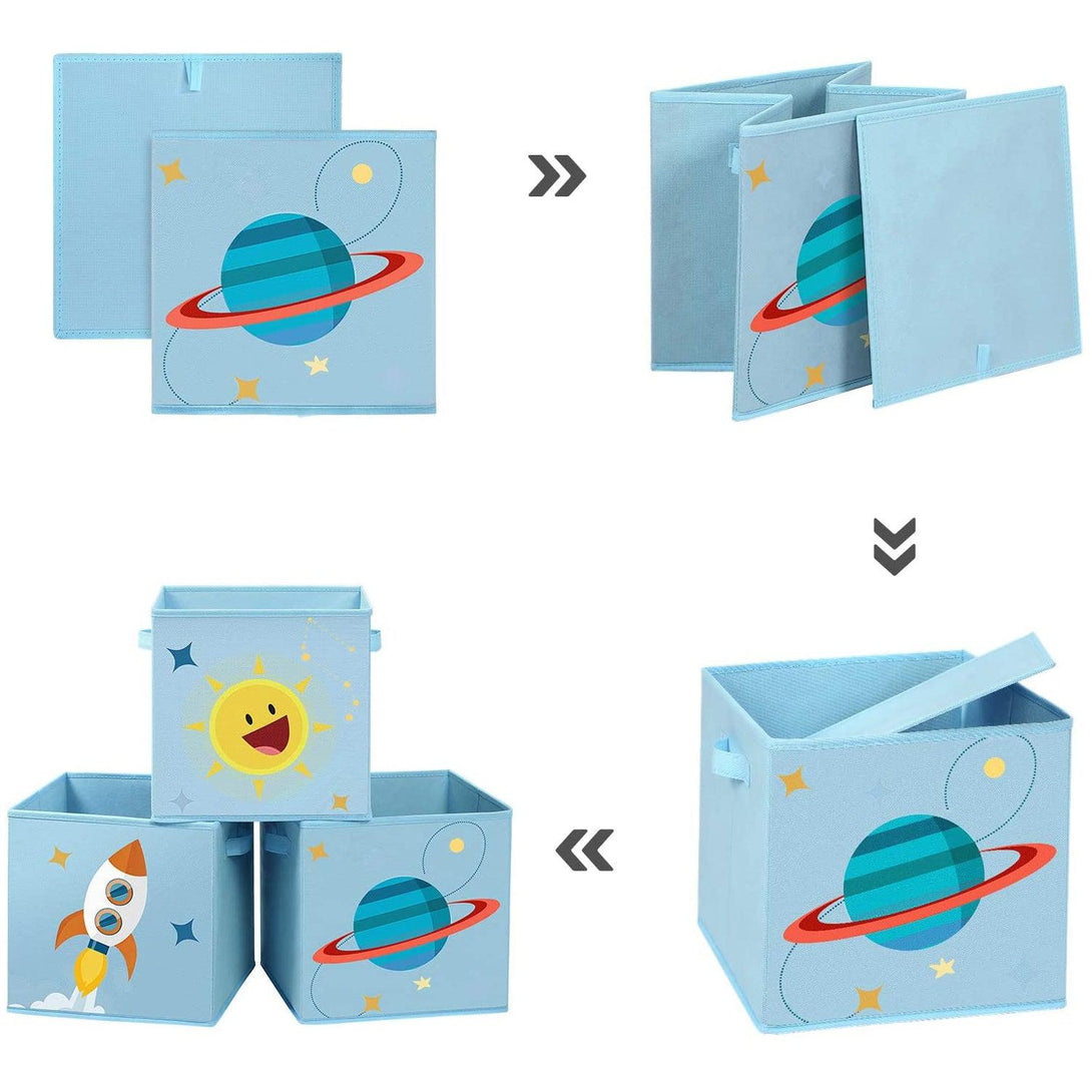 Cutii de depozitare pliabile, Cutii pentru organizarea jocurilor 30 x 30 x 30 cm, albastru