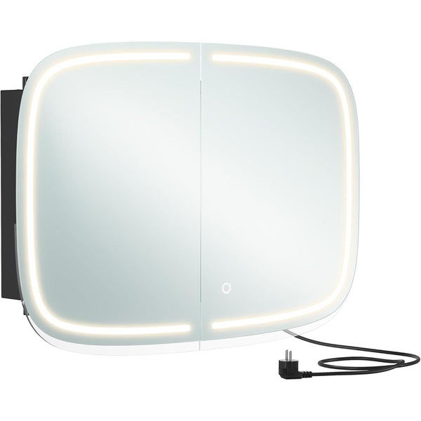 Dulap cu oglinda cu iluminare ,2 porturi usb ,2 rafturi reglabile , negru