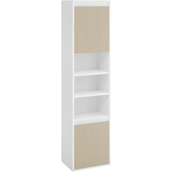 Dulap de baie ,suspendat , reglabil , 7 compartimente , 3 rafturi , alb-bej