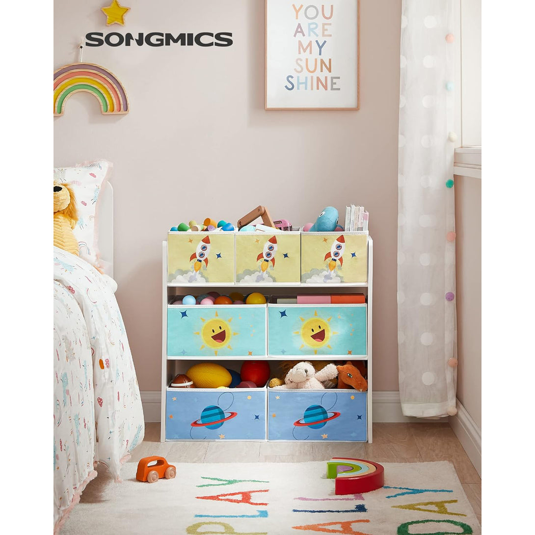 Dulap de depozitare pentru jucarii , design colorat , alb