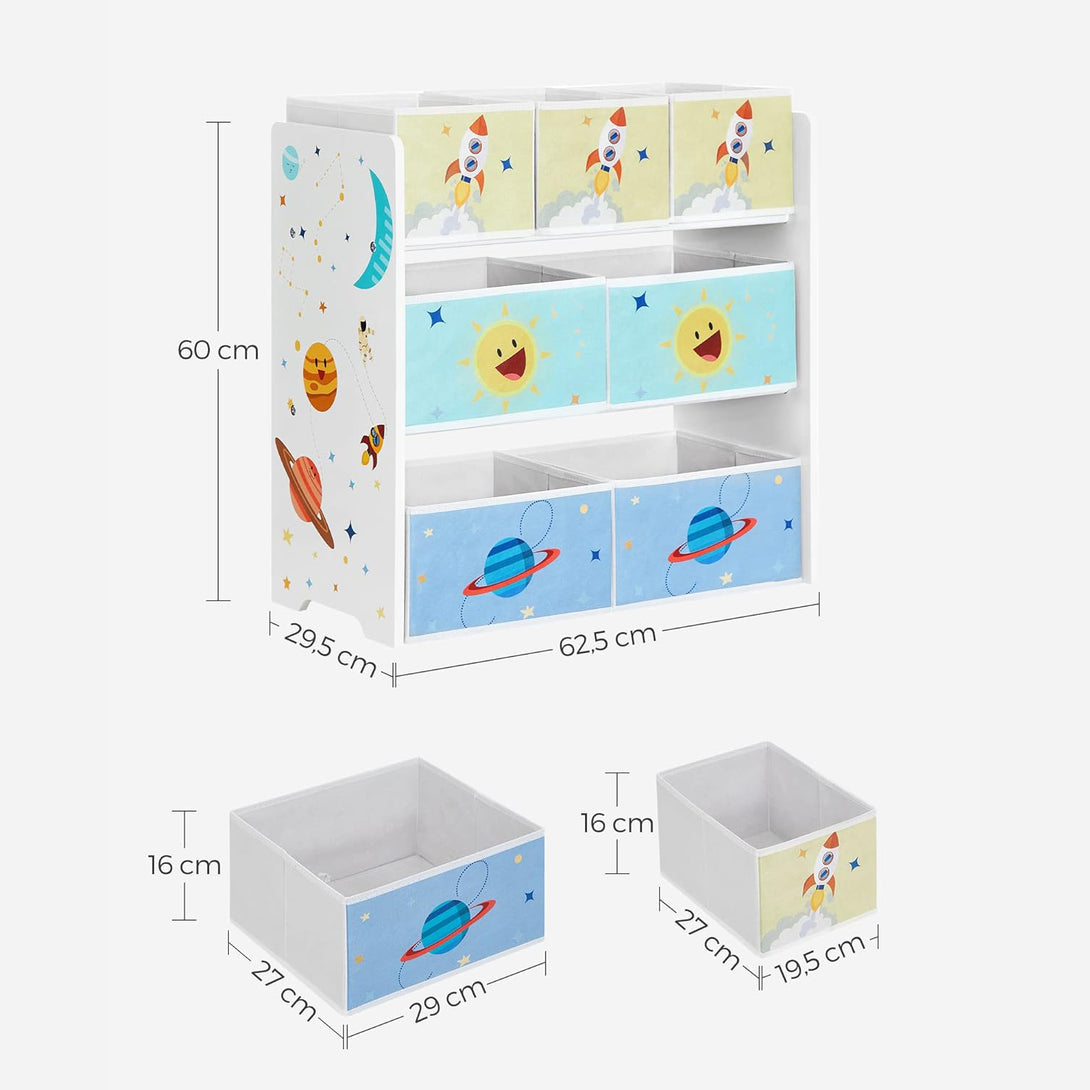 Dulap de depozitare pentru jucarii , design colorat , alb