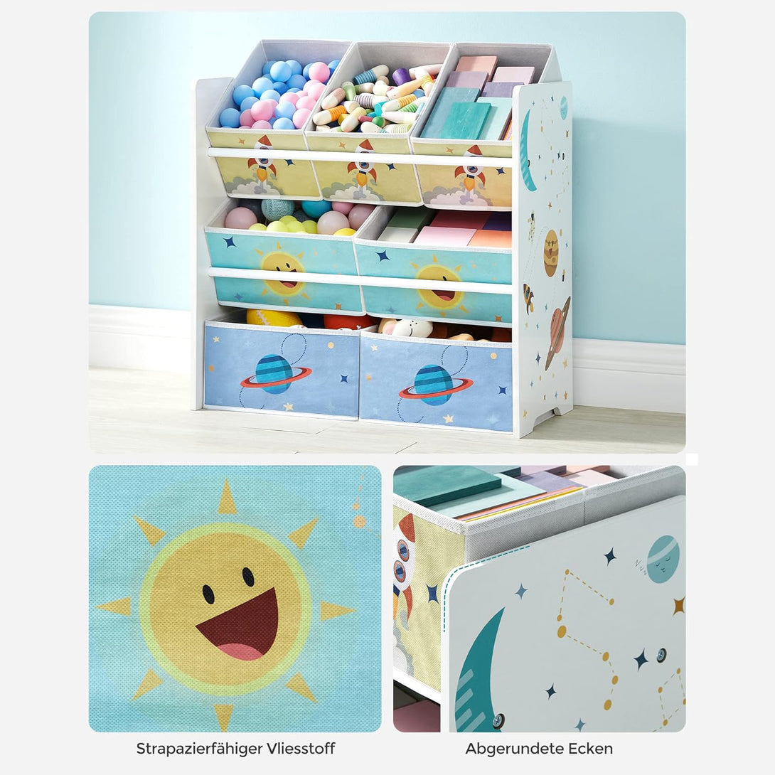 Dulap de depozitare pentru jucarii , design colorat , alb