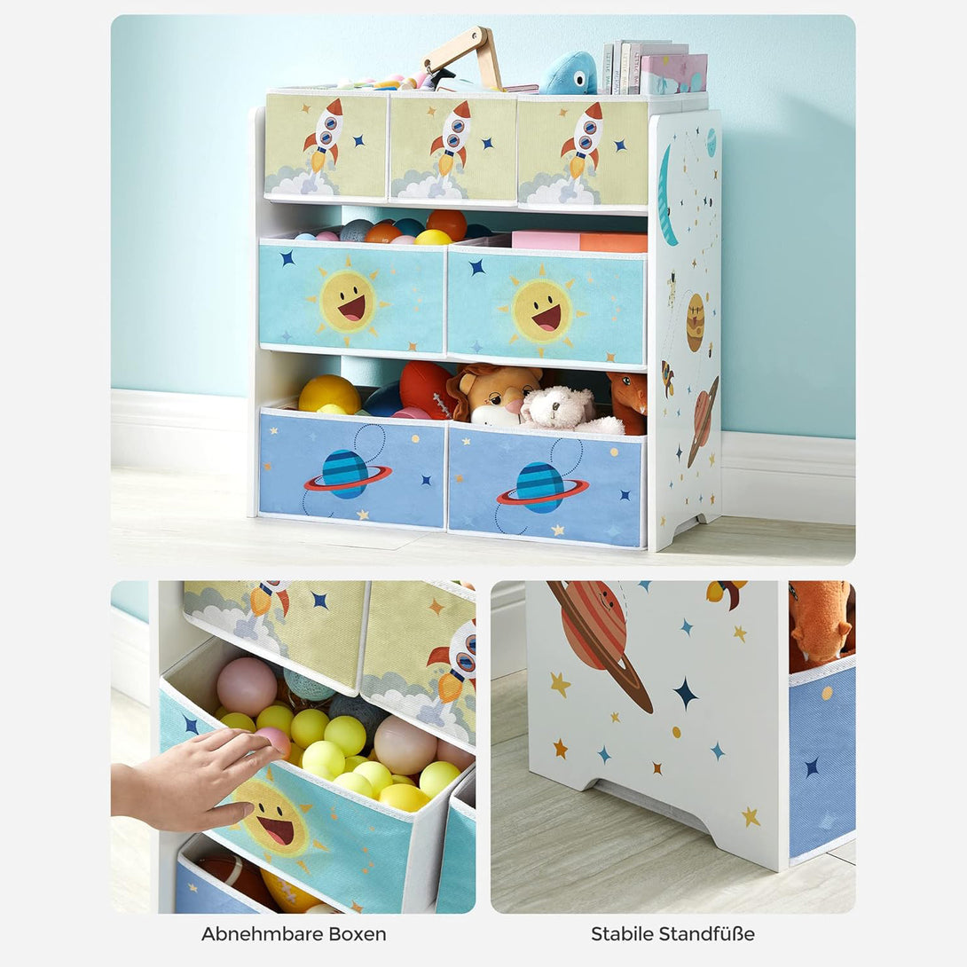 Dulap de depozitare pentru jucarii , design colorat , alb