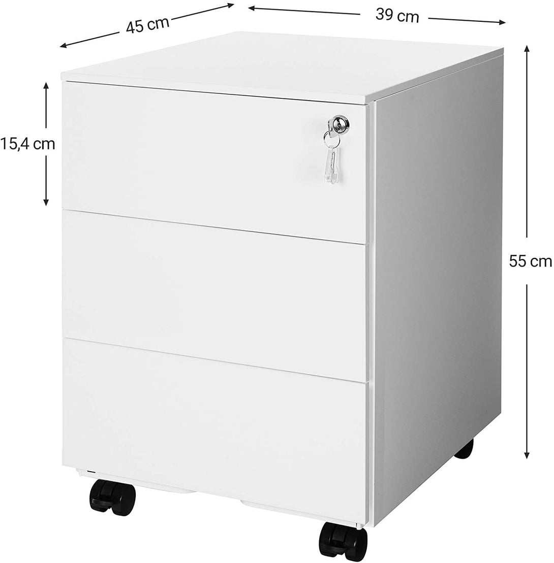 Dulap de dosar mobil, Container de birou incuiat cu 3 sertare 39 x 45 x 55 cm