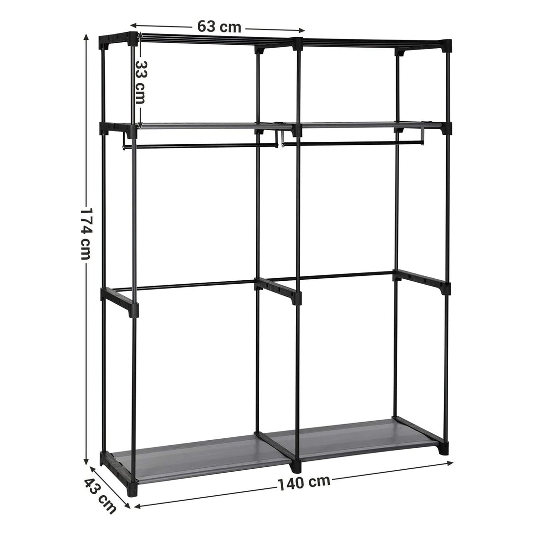 Dulap din stofa, dulap mobil, 140 x 43 x 174 cm, negru