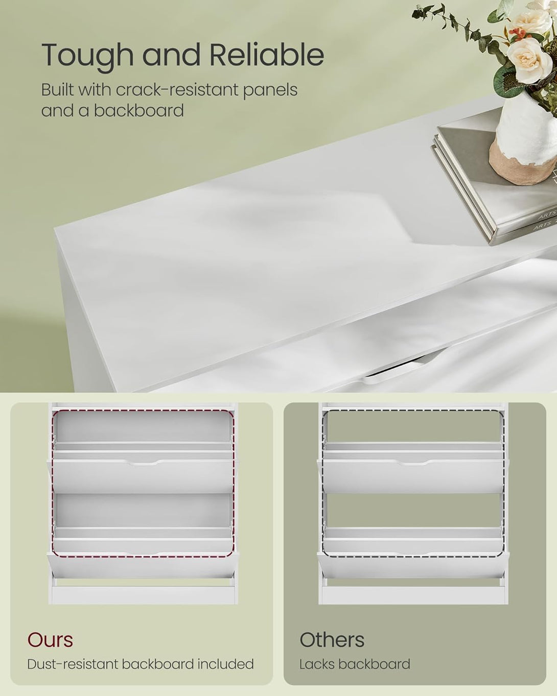 Dulap pantofi cu 2 uși cu balamale, suport pentru pantofi pe 3 niveluri, 24 x 80 x 102 cm, alb