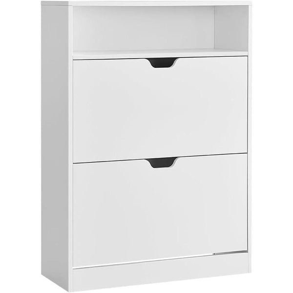 Dulap pantofi cu 2 uși cu balamale, suport pentru pantofi pe 3 niveluri, 24 x 80 x 102 cm, alb