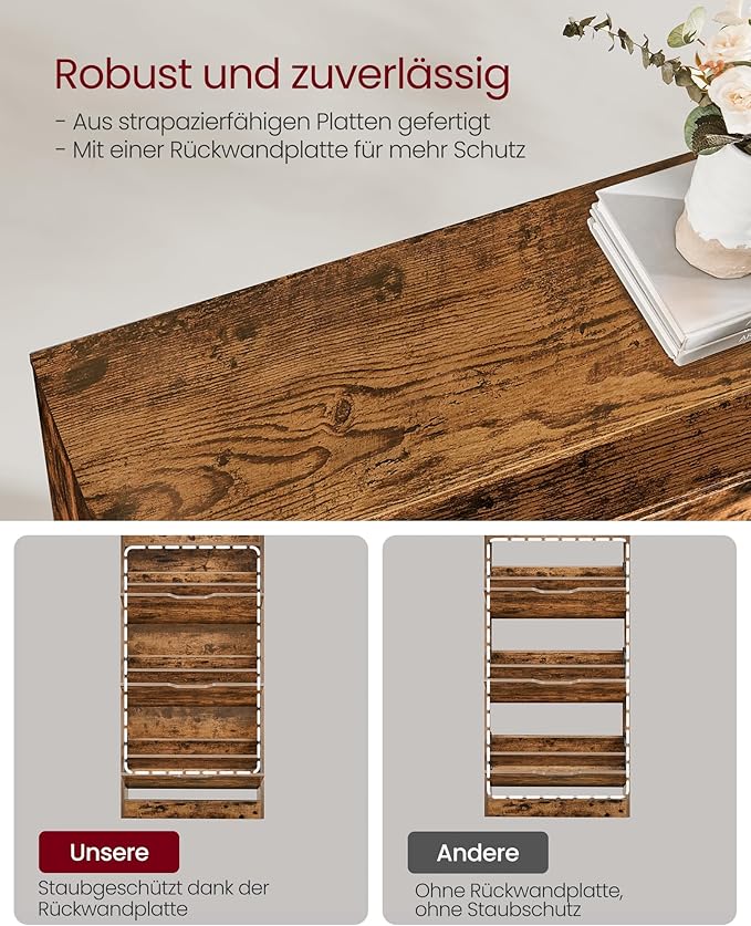 Dulap pantofi cu 3 compartimente 24 x 60 x 139 cm, maro vintage