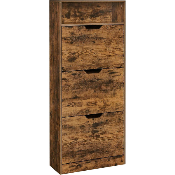 Dulap pantofi cu 3 compartimente 24 x 60 x 139 cm, maro vintage