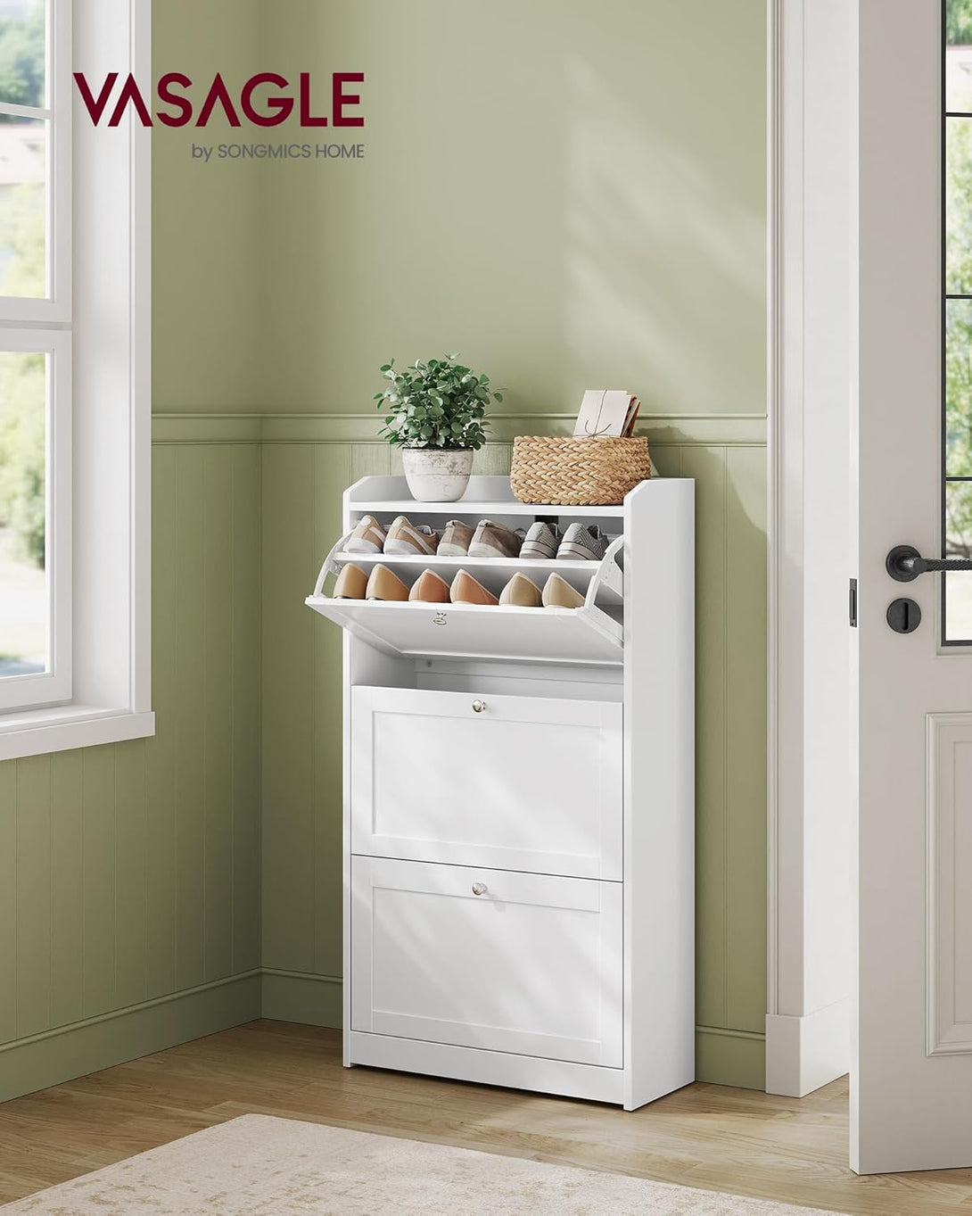 Dulap pentru pantofi ,reglabil, 24 x 60 x 108 cm, alb