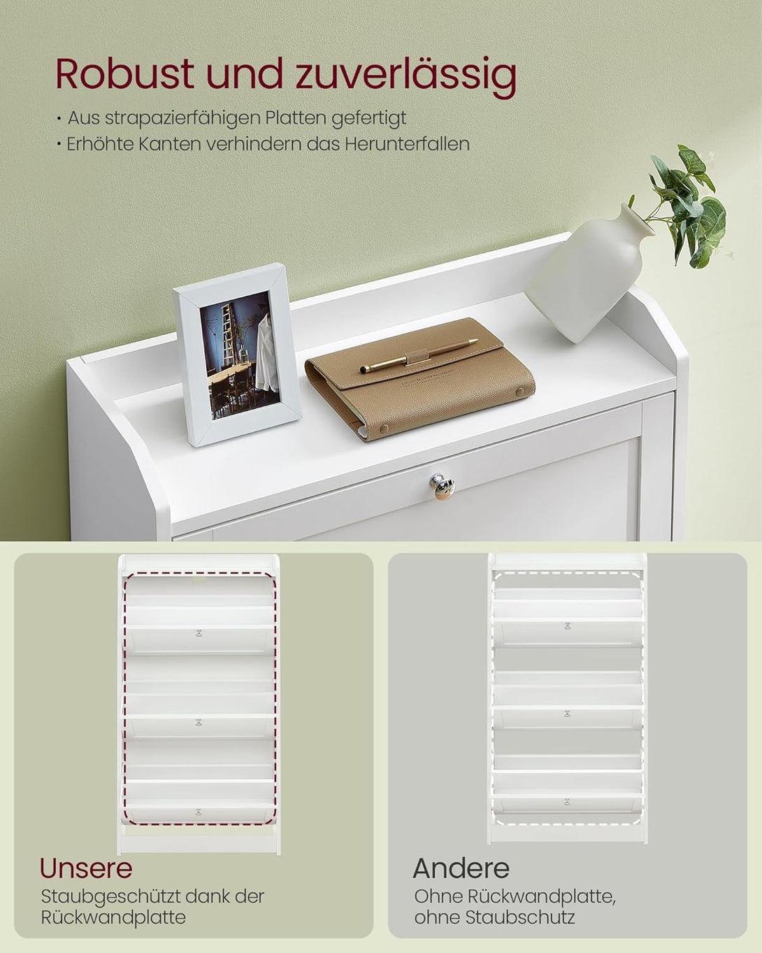 Dulap pentru pantofi ,reglabil, 24 x 60 x 108 cm, alb