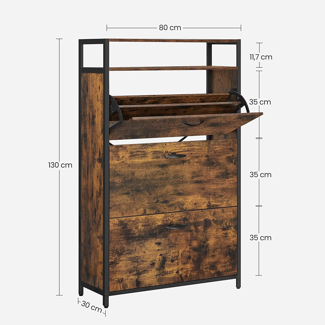 Dulap pentru pantofi30 x 80 x 130 cm, vintage maro-negru