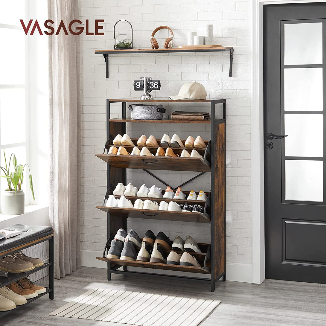 Dulap pentru pantofi30 x 80 x 130 cm, vintage maro-negru