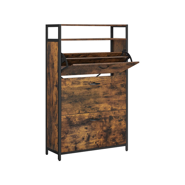 Dulap pentru pantofi30 x 80 x 130 cm, vintage maro-negru