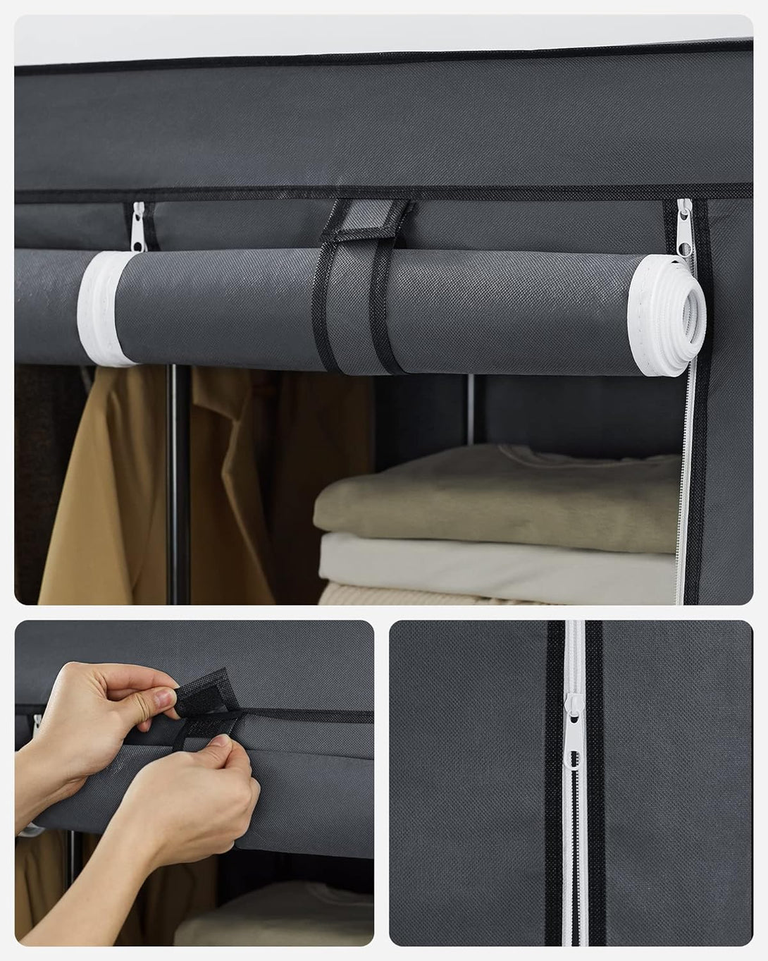 Dulap portabil 130 x 45 x 168 cm, gri