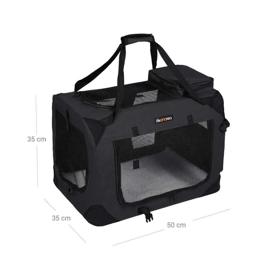 Geanta de transport pentru animale de companie pliabil din material textil, S, negru