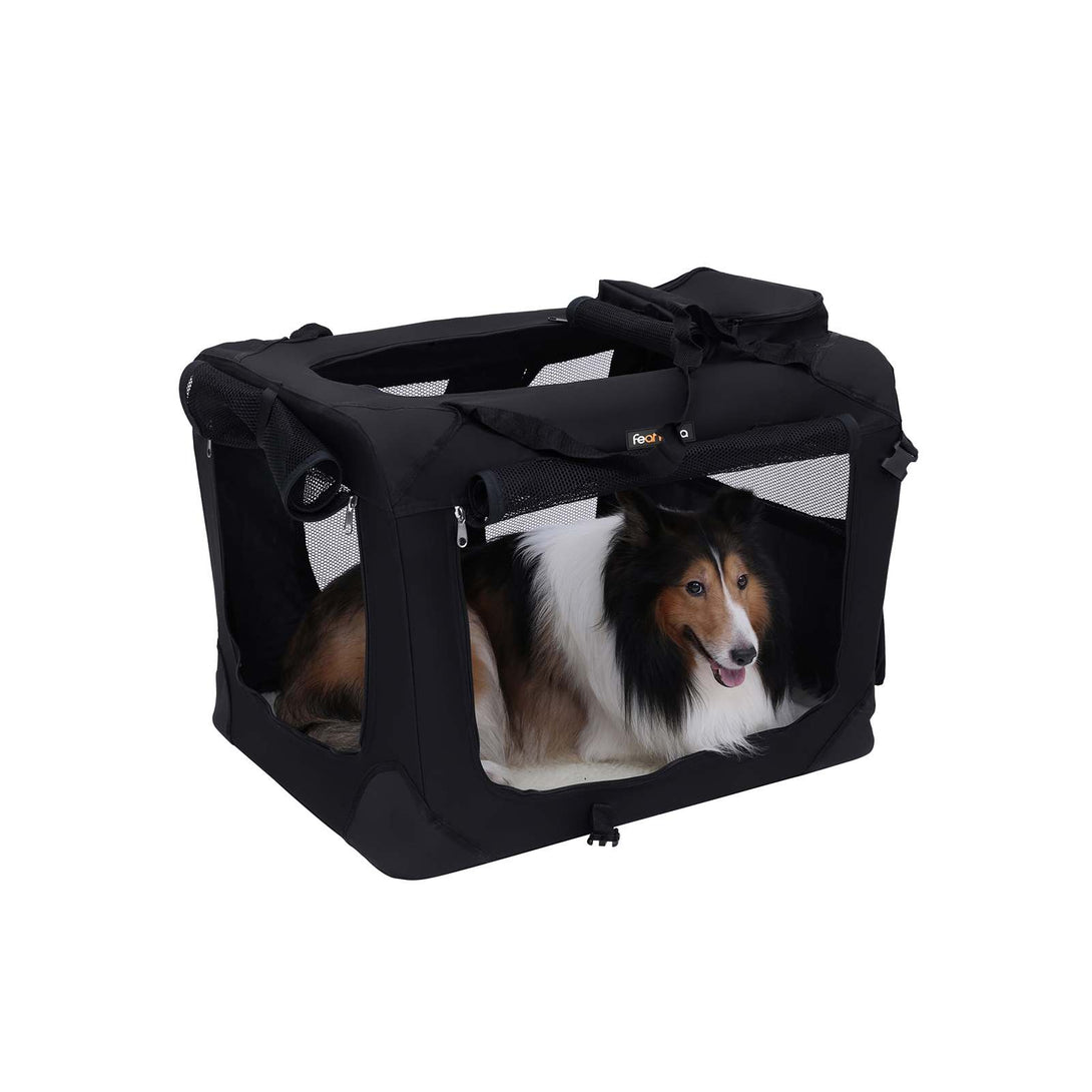 Geanta de transport pentru animale de companie pliabil din material textil, S, negru
