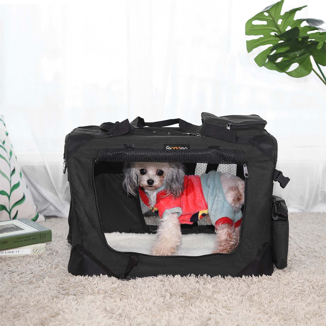 Geanta de transport pentru animale de companie pliabil din material textil, S, negru