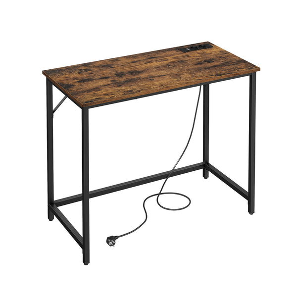 Masa birou, masa calculator cu lumini LED, 50x100 cm, rustic maro-negru