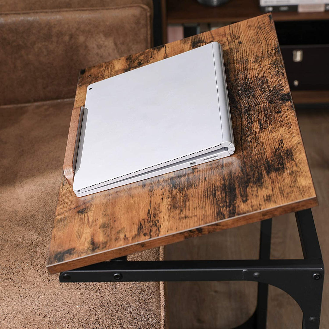 Masa laptop, masuta laterala vintage maro negru 55 x 35 x 66 cm