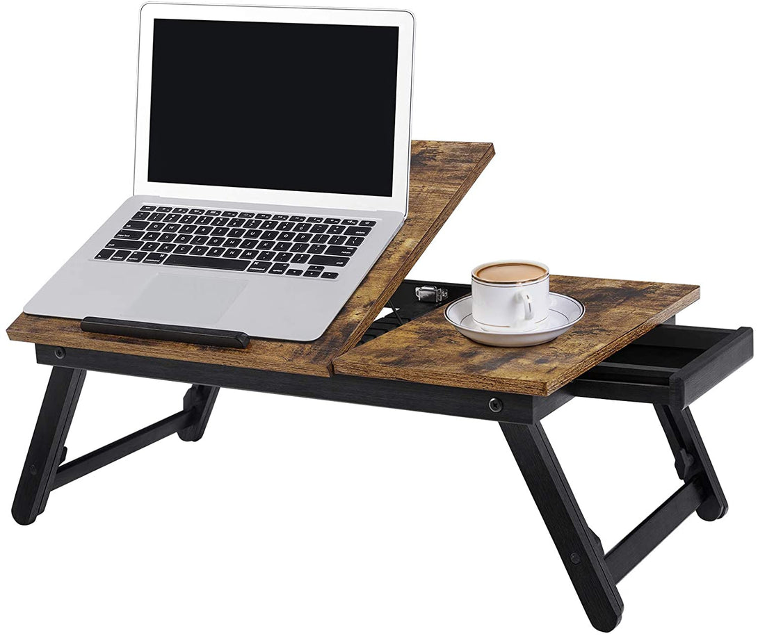 Masa laptop, tava de mic dejun, maro rustic