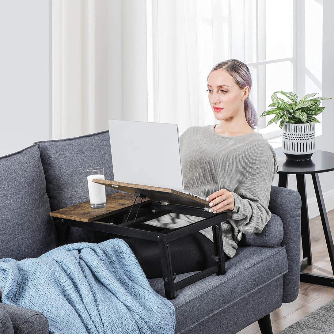 Masa laptop, tava de mic dejun, maro rustic