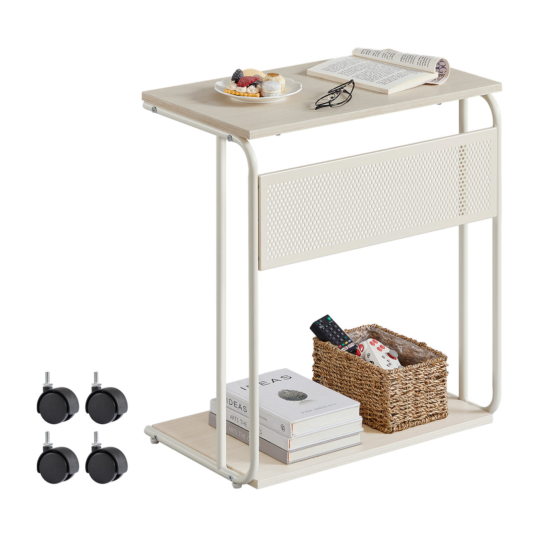 Masa laterala in forma de C , stil rustic , cadru metalic , negru