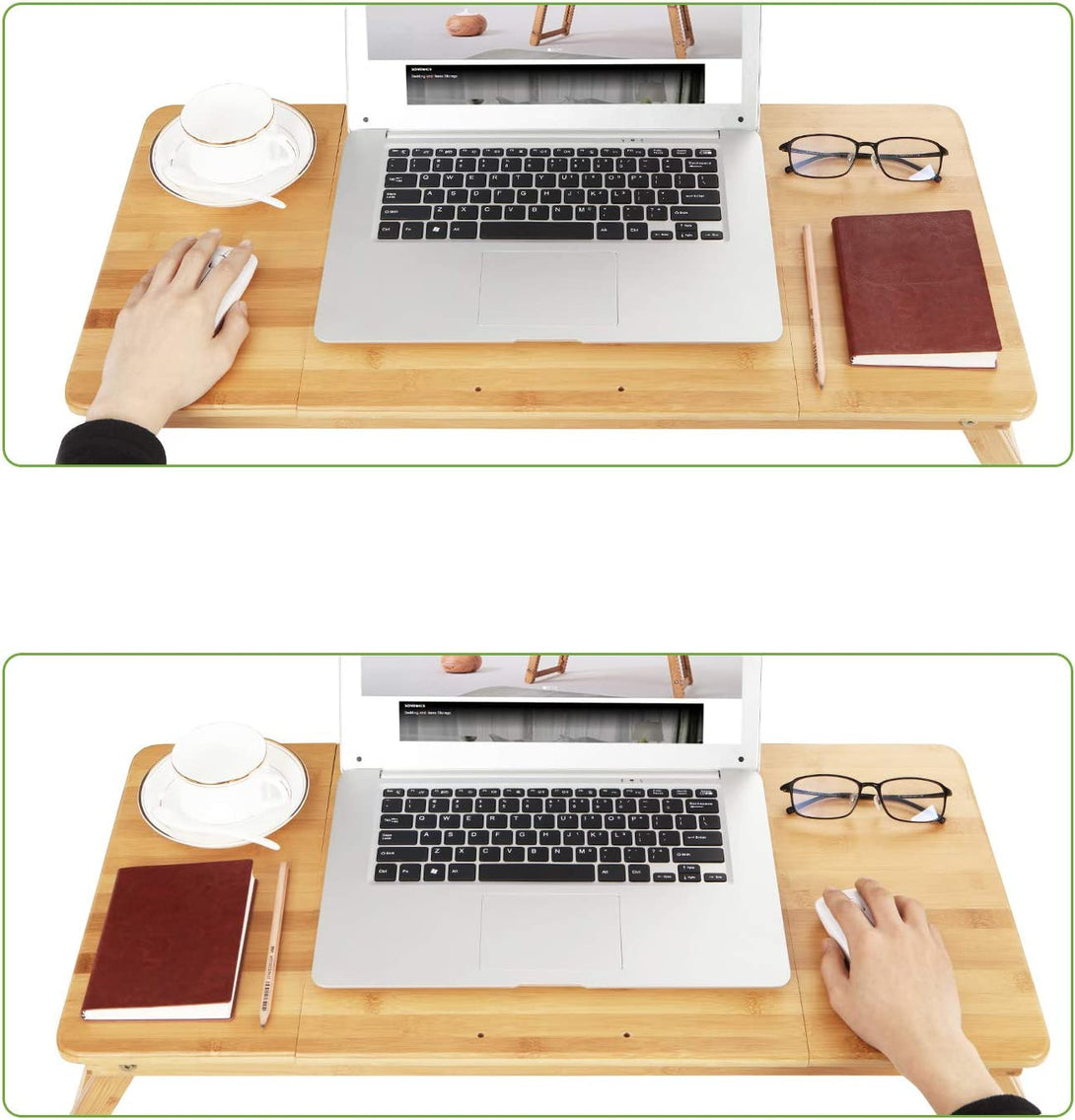 Masa pentru laptop din bambus, tava pliabila pentru mic dejun