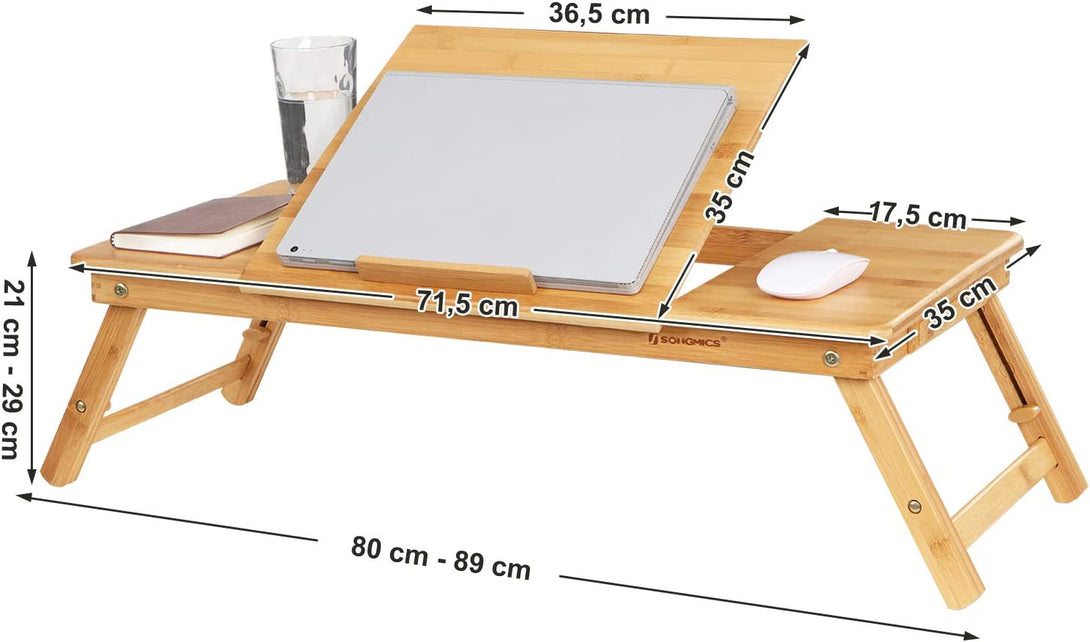 Masa pentru laptop din bambus, tava pliabila pentru mic dejun