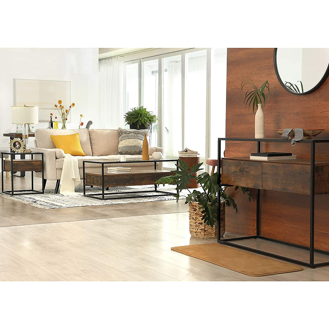 Masuta cafea sticla stil rustic 106 x 57 x 45 cm