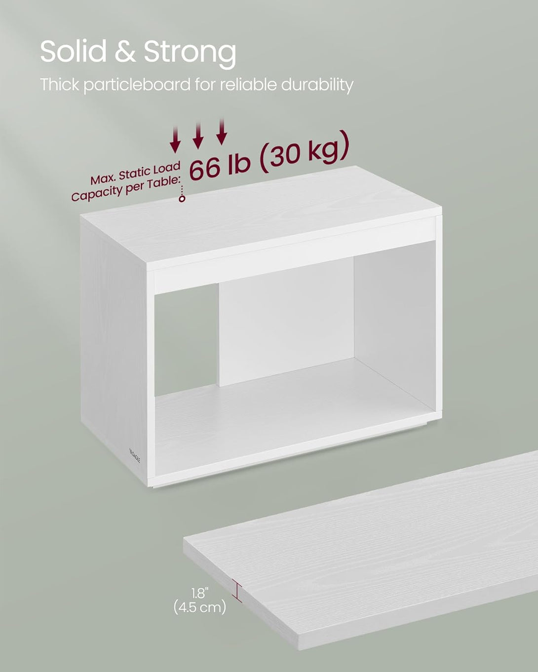 Masuta de cafea alcatuit din 3 bucati , dreptunghiular, reglabil , alb