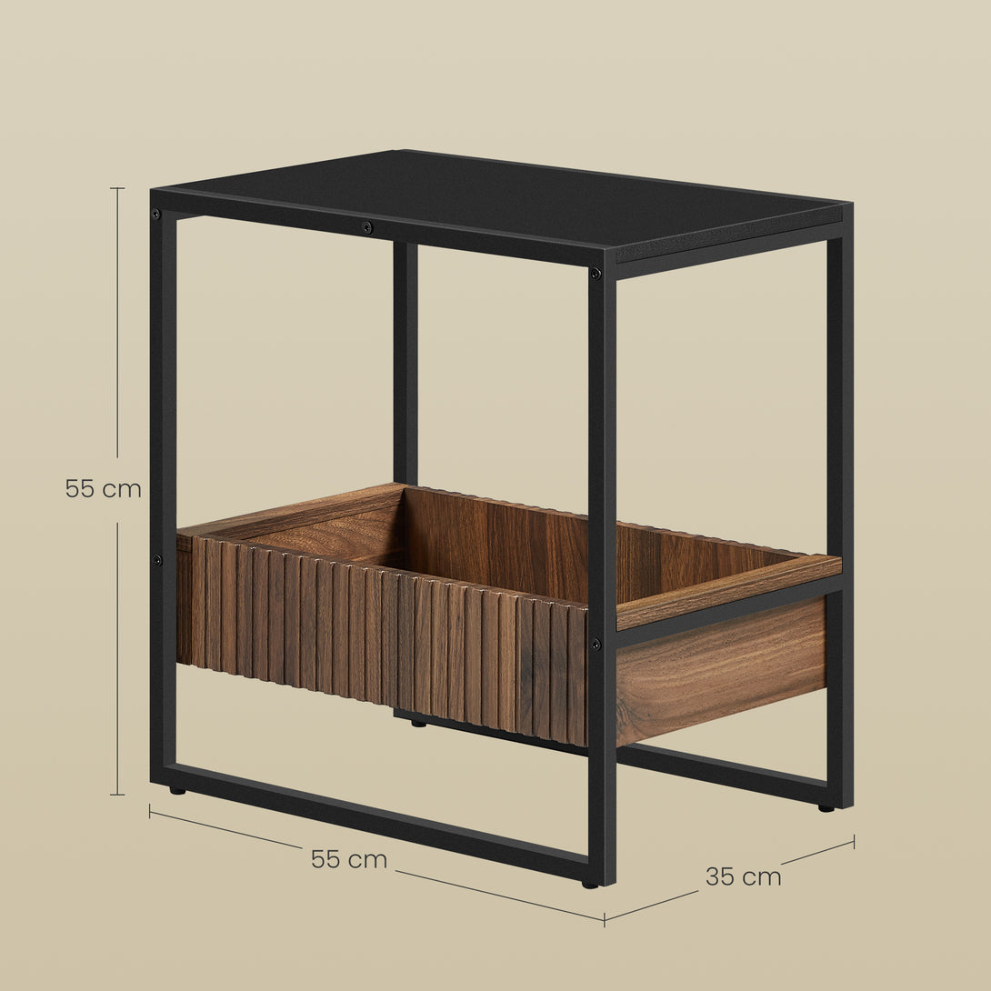 Masuta de cafea / noptiera , 55x35x55 cm, MDF/PAL, negru