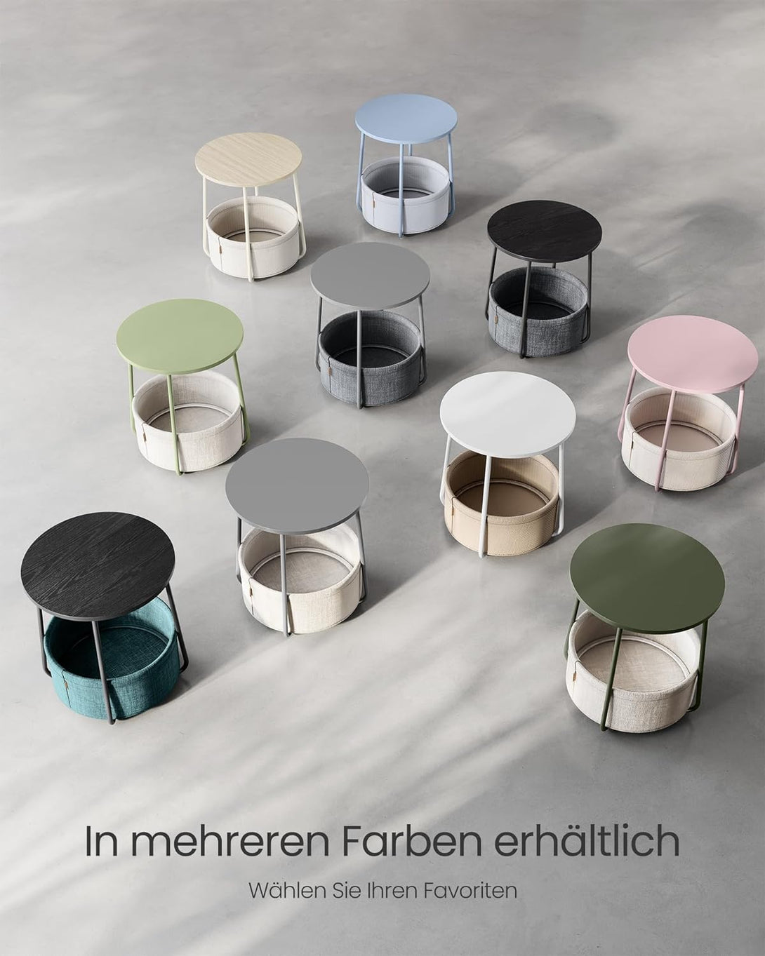 Masuta de cafea rotunda, masuta mica, 45 x 50 cm (Ø x M), negru-gri