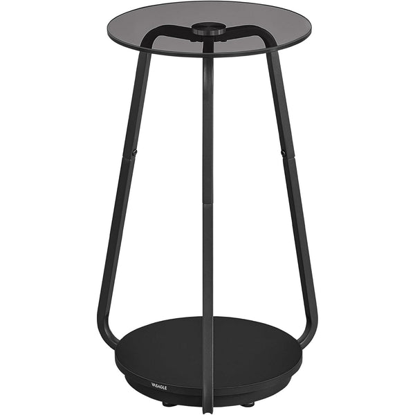 Masuta rotund , cu 2 niveluri , stil modern , blat din sticla , gri