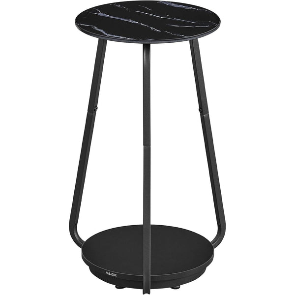 Masuta rotunda , cu 2 niveluri , blat din sticla , stil modern , marmura neagra