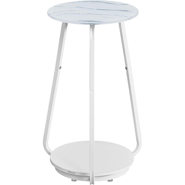 Masuta rotunda , cu 2 niveluri , stil modern , marmura alba