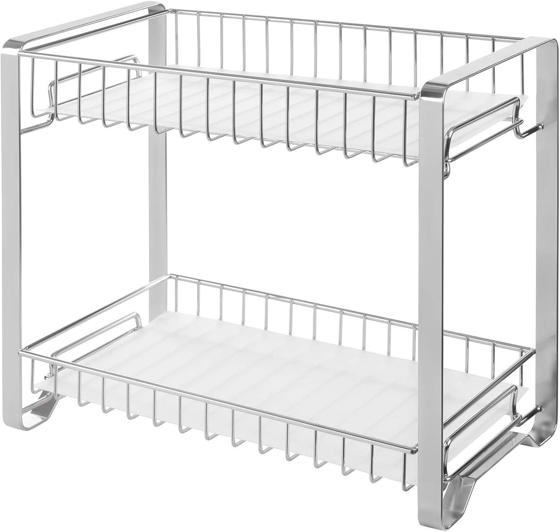 Oganizator metalic pentru condimente pe 2 nivele 31x16x25,7 cm, argintiu
